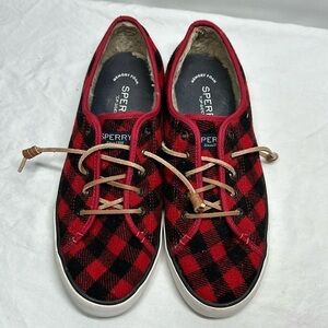 Sperry Buffalo Plaid Wool Laced Sneakers, 8.5